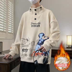 秋冬季长袖卫衣12岁男孩13青少年学生14加绒加厚15大童高领打底衫