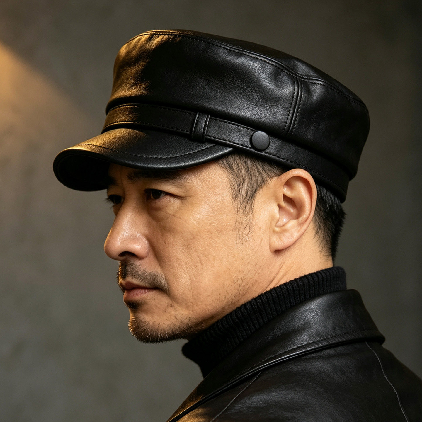 韩版休闲男士羊皮平顶帽时尚潮帽