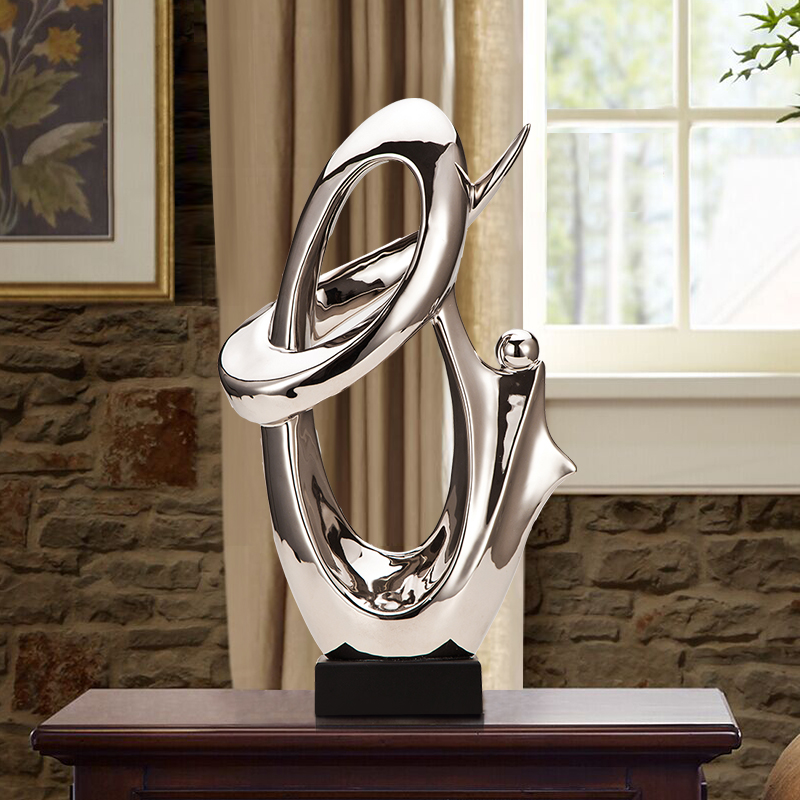 创意轻奢抽象陶瓷摆件工艺品 欧式客厅酒柜电视柜样板房招财摆设