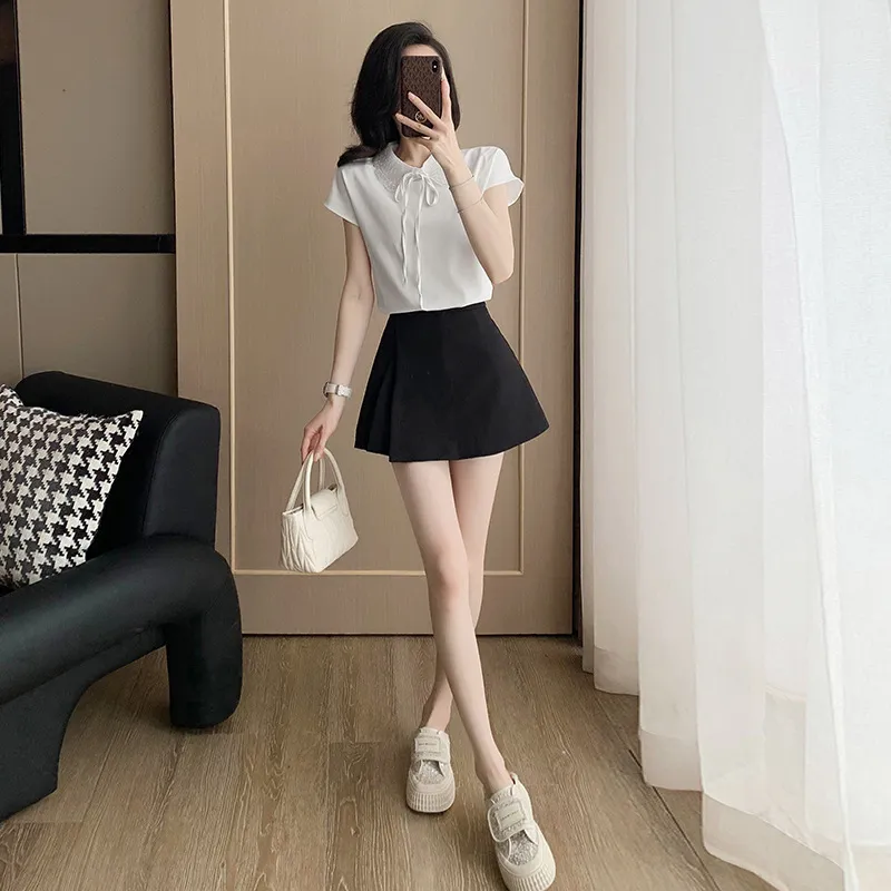 温婉大方衣服财阀千金女装夏装套装2025新款爆款短袖T恤百搭短裙