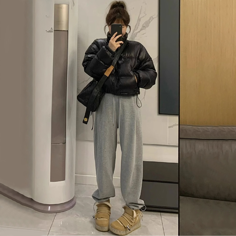 灰色运动裤女秋冬季2025新款高腰