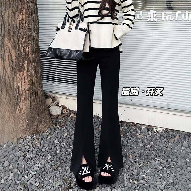 黑色微喇西装裤女2025新款夏高级