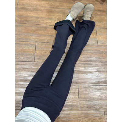 藏青色美式lulu微喇裤女冬季高腰