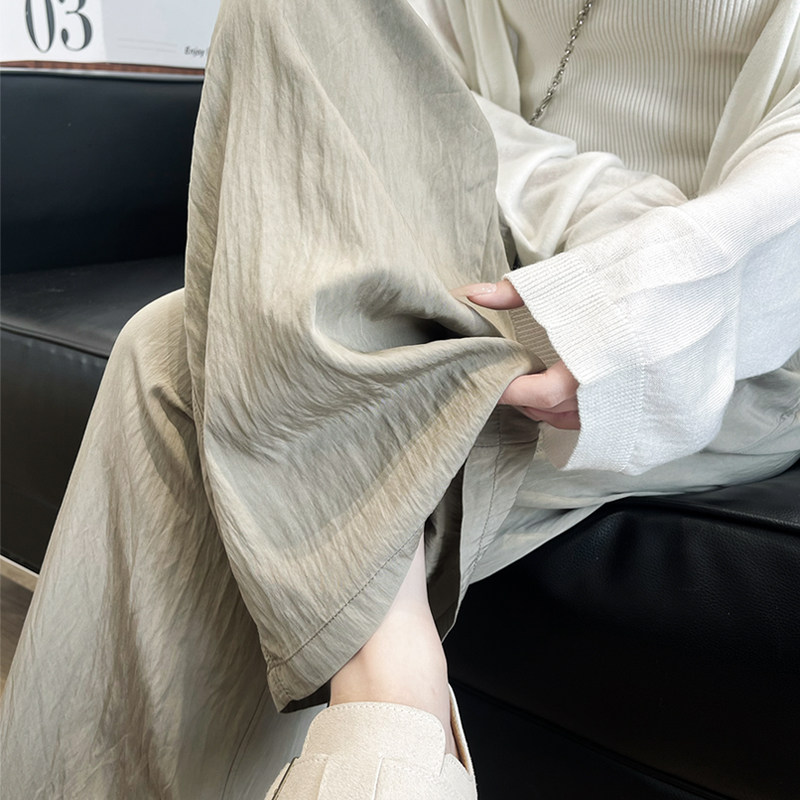 绿色山本裤女小个子2025新款夏季垂感胖mm大码宽松慵懒冰丝阔腿裤,女装/女士精品,休闲裤,淘宝优惠券,粉丝福利购,淘宝优惠卷