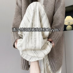 羚羊绒糯米裤女秋冬2025新款高腰垂坠感宽松阔腿bf慵懒风直筒裤子
