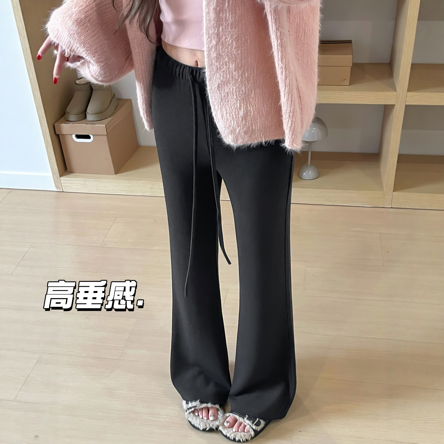 深灰色卫裤女秋2025新款美式高腰