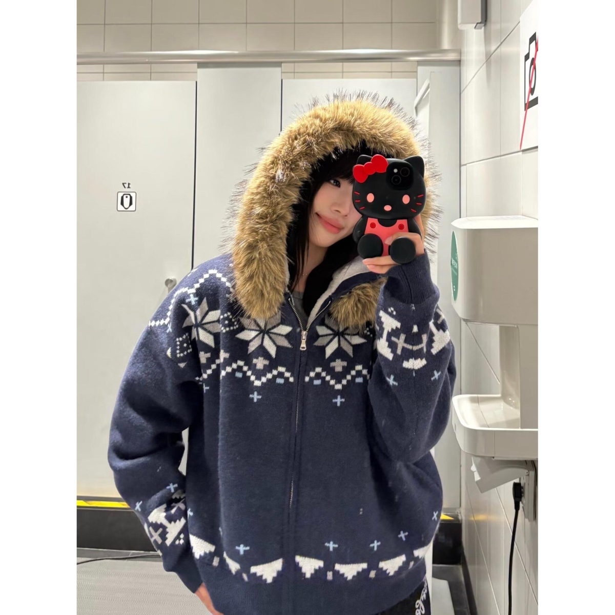 费尔岛vintage花色毛衣开衫秋冬复古针织衫情侣毛领外套NB311P65，男装针织衫/毛衣，电商D256-2(原A064-2)