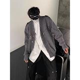 小众设破坏拉链V领开衫毛衣秋冬季美式高街vibe针织外套NB386P65，男装针织衫/毛衣，电商D256-2(原A064-2)