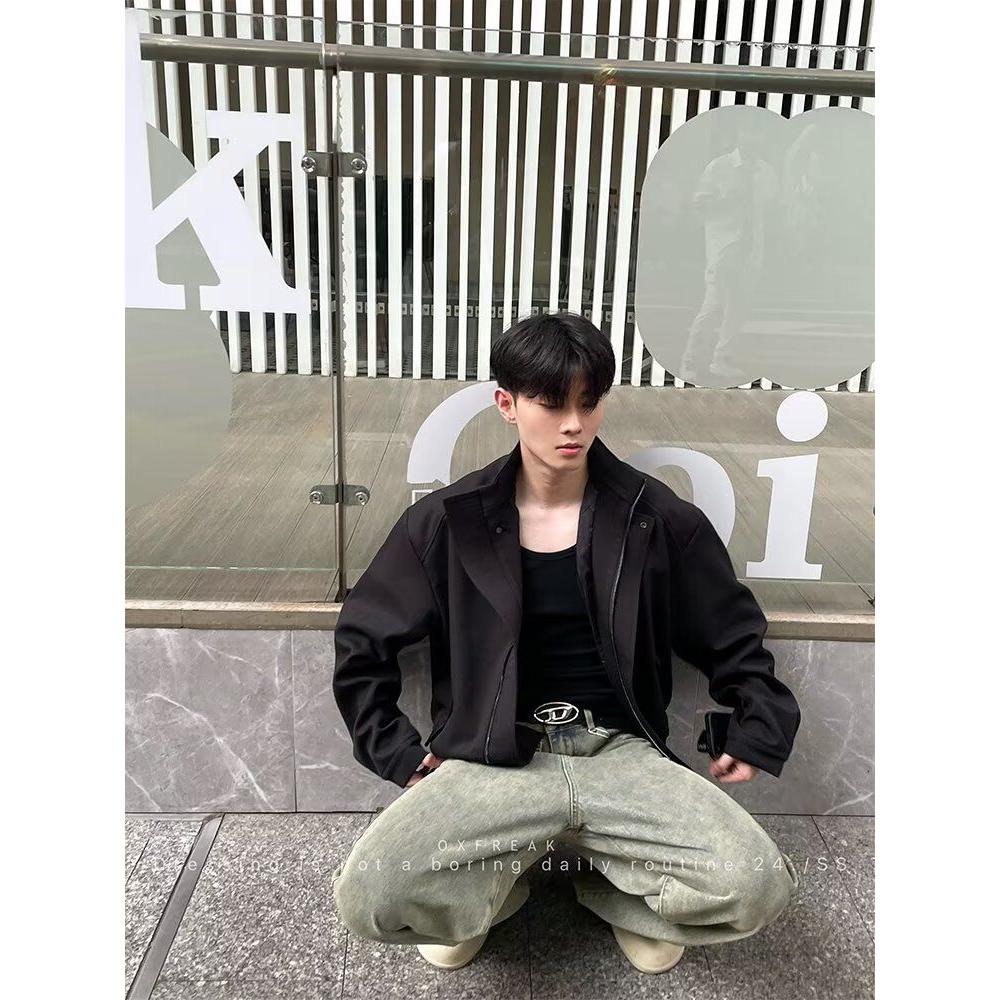 痞帅外套男ins高街潮牌港风日系原宿风韩版潮流宽松夹克J1233P75,男装夹克,电商D256-2(原A064-2)