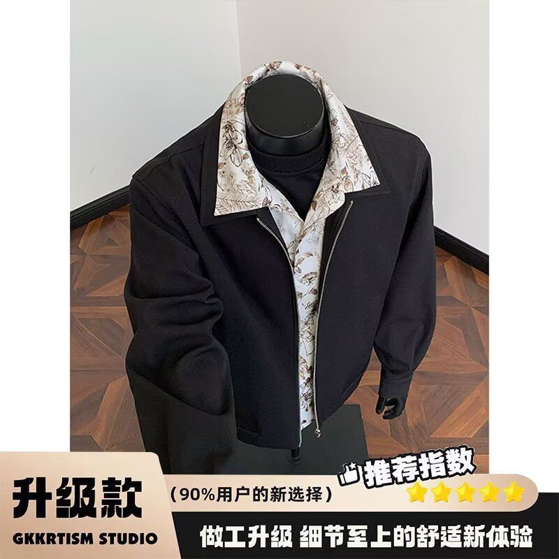 痞帅外套男ins高街潮牌港风日系原宿风宽松假两件夹克NB15P75,男装夹克,电商D256-2(原A064-2)