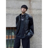 cleanfit短款垫肩机车外套英伦雅痞美式高街工装pu皮夹克W876P80，男装夹克，电商D256-2(原A064-2)