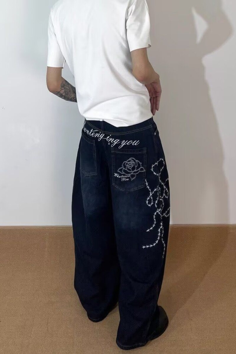 港风潮男夏季新款字母牛仔裤嘻哈ins潮高街潮流痞帅长裤Q30P55,男装牛仔裤,电商D256-2(原A064-2)