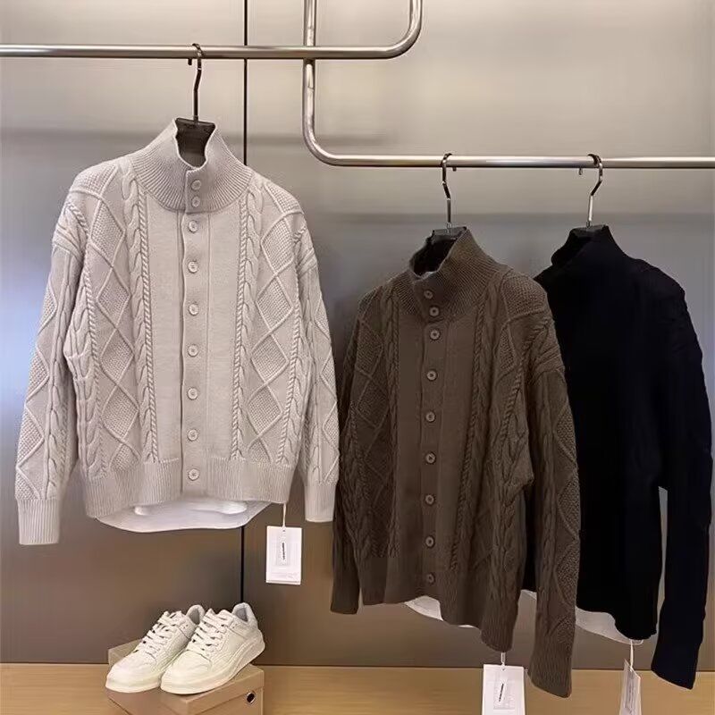 新款麻花针织开衫男士韩版宽松百搭毛衣男士加厚外套上衣NB99P65,男装针织衫/毛衣,电商D256-2(原A064-2)