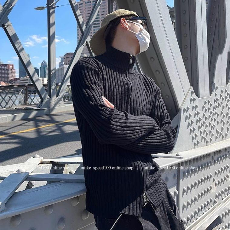 Cleanfit松弛感双拉链高领开衫毛衣秋冬软糯感毛衫外套NB145P60，男装针织衫/毛衣，电商D256-2(原A064-2)