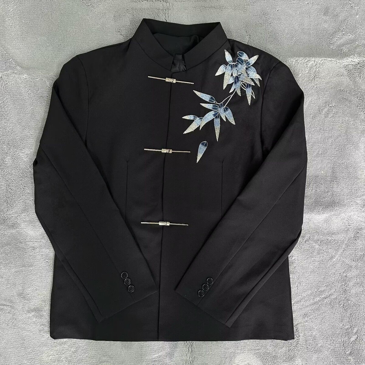 新中式男士中山装刺绣春新款新郎婚礼订婚宴会西服复古NB318P65，男装西服，电商D256-2(原A064-2)