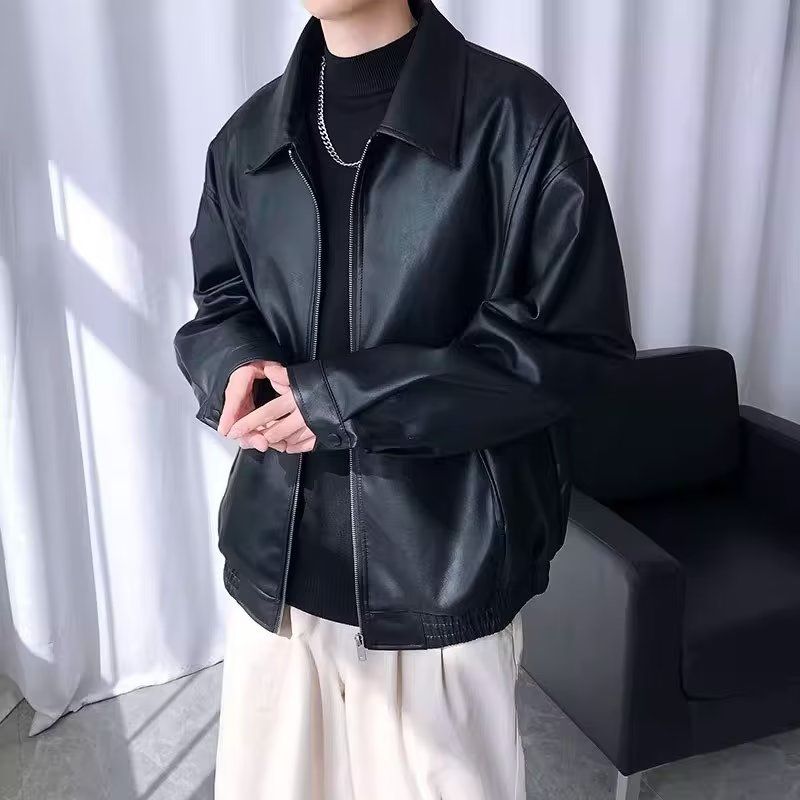 秋季男士皮衣外套夹克修身翻领pu皮机车潮流帅气NB253P65,男装夹克,电商D256-2(原A064-2)