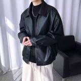 秋季男士皮衣外套夹克修身翻领pu皮机车潮流帅气NB253P65，男装夹克，电商D256-2(原A064-2)