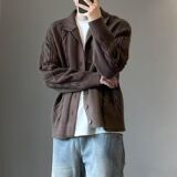 开衫毛衣美式复古休闲慵懒风V领针织衫男纯色外套潮ZZS89P65，男装针织衫/毛衣，电商D256-2(原A064-2)