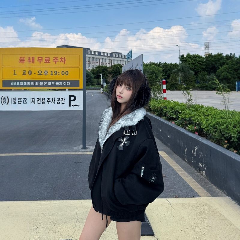 美式复古毛领十字架座山雕棉服外套加厚夹克冬季棉衣NB313P110,男装夹克,电商D256-2(原A064-2)