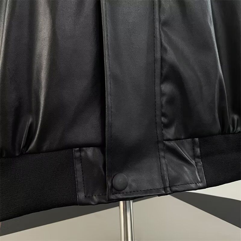 欧美街头潮流宽松机车服皮衣高级感飞行员PU皮夹克外套PJ09P60,男装皮衣,电商D256-2(原A064-2)