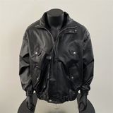 欧美街头潮流宽松机车服皮衣帅气高级飞行员PU皮夹克外套PJ03P70，男装皮衣，电商D256-2(原A064-2)