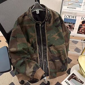 美式复古工装迷彩外套重工拼接短款休闲宽松棒球服夹克潮NB74 P85图片