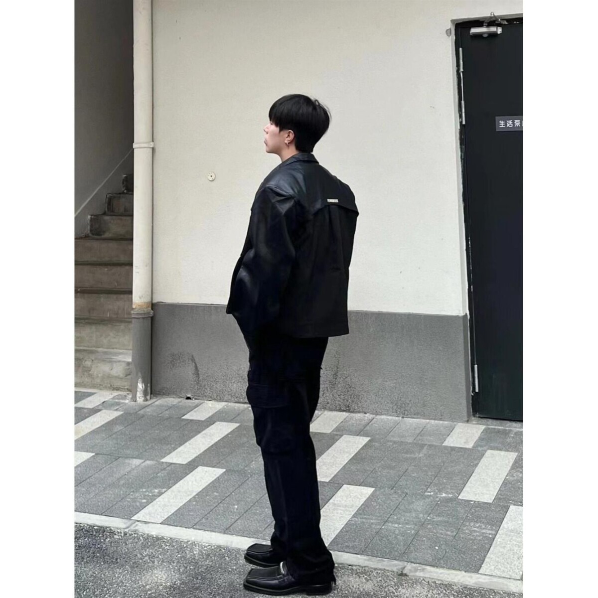 高级小众解构pu皮衣拼接机车皮衣短外套男痞帅夹克潮牌NB86P70,男装夹克,电商D256-2(原A064-2)