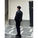 高级小众解构pu皮衣拼接机车皮衣短外套男痞帅夹克潮牌NB86P70，男装夹克，电商D256-2(原A064-2)