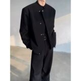 新中式立领西服外套解构活页按钮斜门襟设计感小众夹克B124P75，男装夹克，电商D256-2(原A064-2)