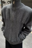 秋冬新款开衫毛衣美式复古休闲慵懒风V领针织衫纯色外套ZZS93P65，男装针织衫/毛衣，电商D256-2(原A064-2)