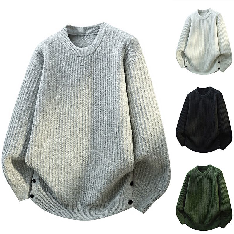 圆领套头毛衣男士秋冬保暖提花纹理百搭毛衫休闲针织衫NB355p55，男装针织衫/毛衣，电商D256-2(原A064-2)