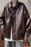 复古皮衣外套男士高级感潮牌宽松pu皮翻领夹克SK23P65，男装皮衣，电商D256-2(原A064-2)