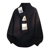 围巾V领毛衣男秋冬潮牌痞帅青少年学生加厚保暖红色线衣NB384P55，男装针织衫/毛衣，电商D256-2(原A064-2)