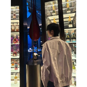美式复古高街白色皮衣外套小众高级感短款机车服夹克潮SK22P85图片