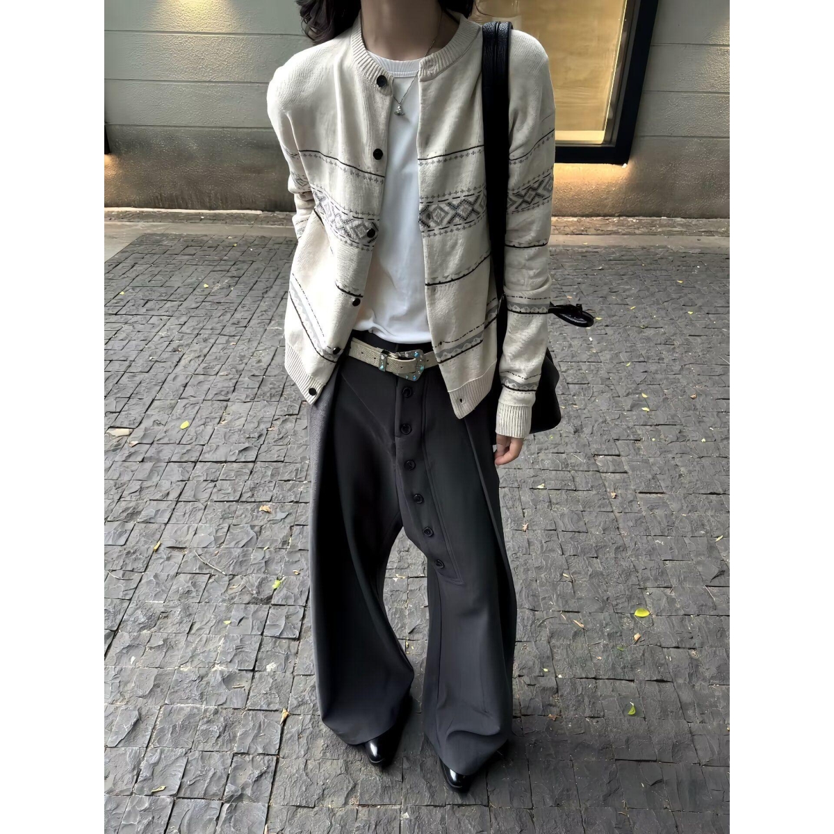 提花拼色民族风圆领单排扣插肩袖针织衫毛衣外套NB168P65，男装针织衫/毛衣，电商D256-2(原A064-2)
