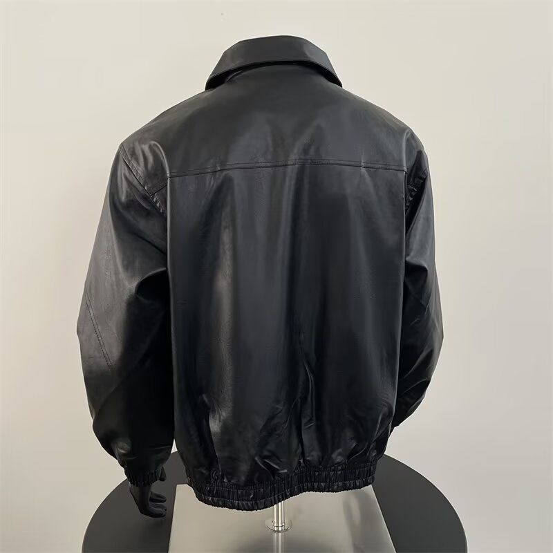 欧美街头潮流宽松机车服皮衣痞帅气飞行员PU皮夹克外套PJ08P75,男装皮衣,电商D256-2(原A064-2)