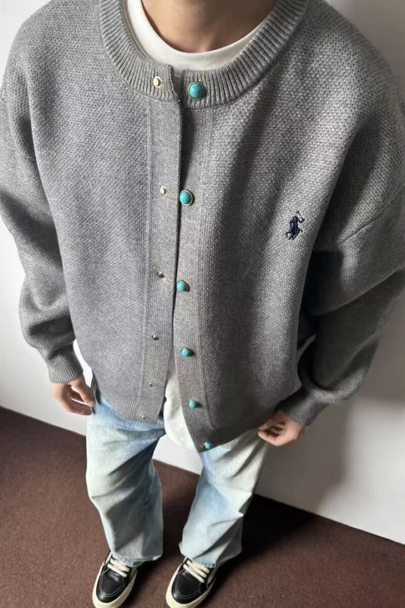 绿松石棒球服外套男秋季简约针织开衫夹克男春装上衣潮NB41P75,男装针织衫/毛衣,电商D256-2(原A064-2)
