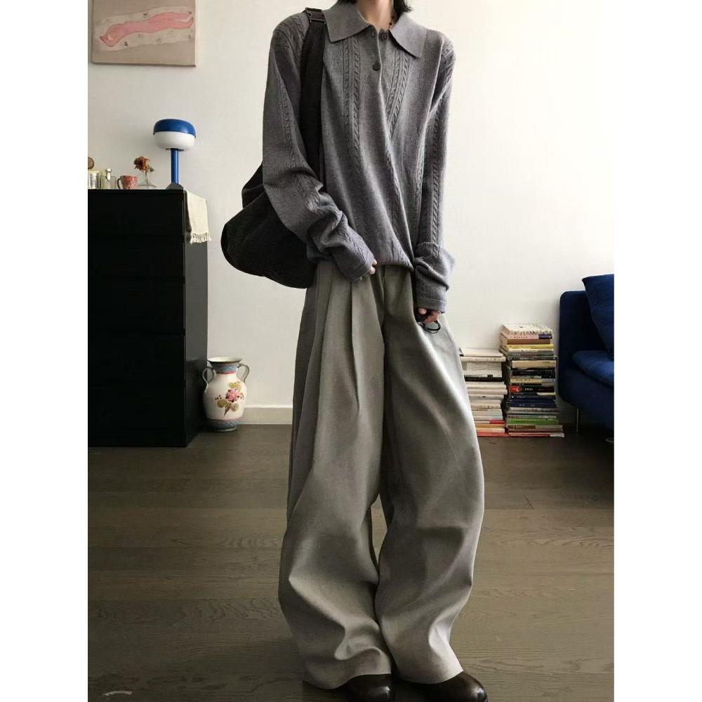 秋冬新款开衫毛衣美式复古休闲慵懒风V领针织衫纯色外套ZZS10P60,男装针织衫/毛衣,电商D256-2(原A064-2)