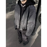 美式复古假两件连帽外套拼接纹理感短款PU皮衣夹克潮SK25P80，男装皮衣，电商D256-2(原A064-2)