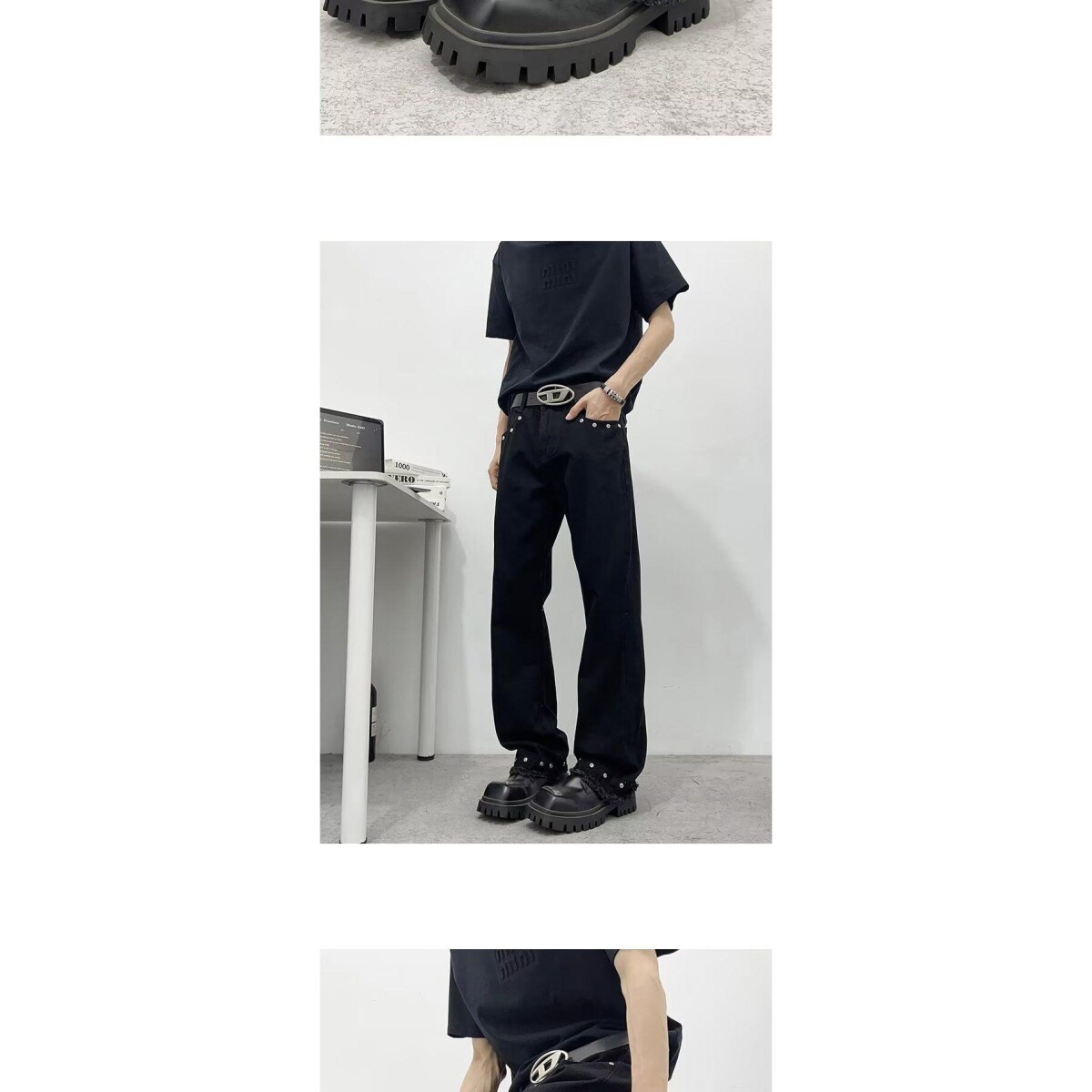 港风潮男夏季新款牛仔裤嘻哈ins潮高街潮流痞帅长裤K44P45,男装牛仔裤,电商D256-2(原A064-2)