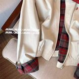 刺绣翻领外套上衣撞色翻领底特律宽松显高clf短宽夹克nb63p70，女装短外套，电商D256-2(原A064-2)