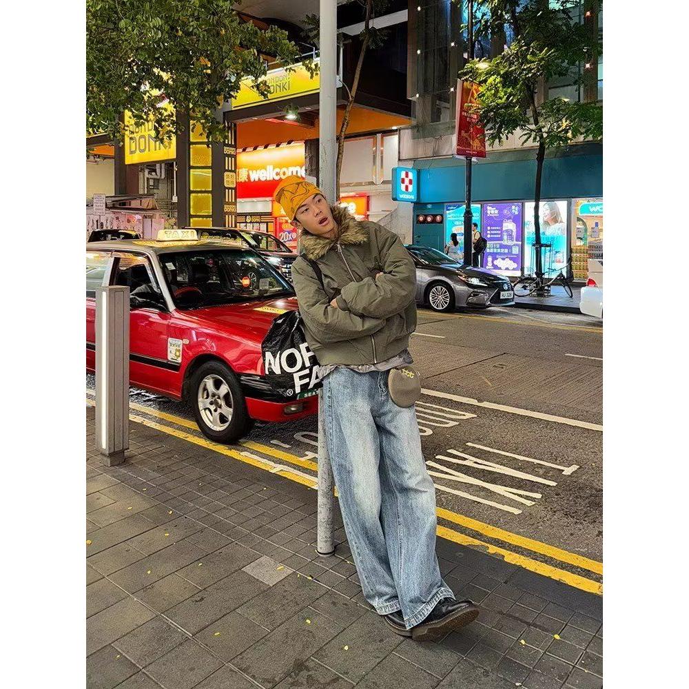 港风潮男夏季新款牛仔裤嘻哈ins潮高街潮流痞帅长裤Q41P45,男装牛仔裤,电商D256-2(原A064-2)