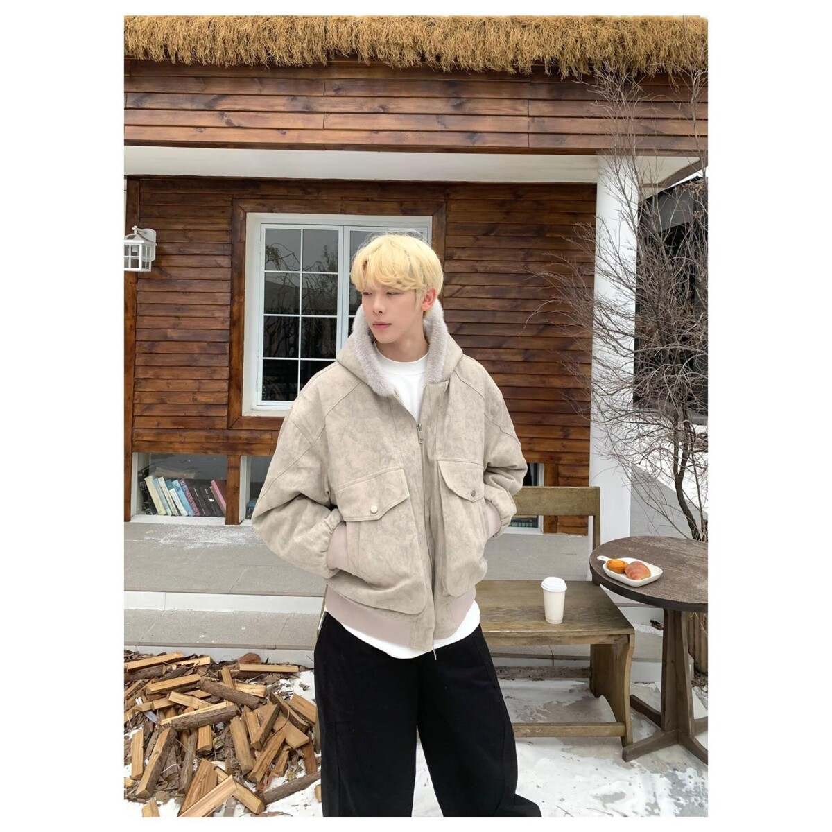 加厚保暖宽松连帽皮衣毛毛加绒棉服夹克皮外套棉衣NB274P105,男装夹克,电商D256-2(原A064-2)