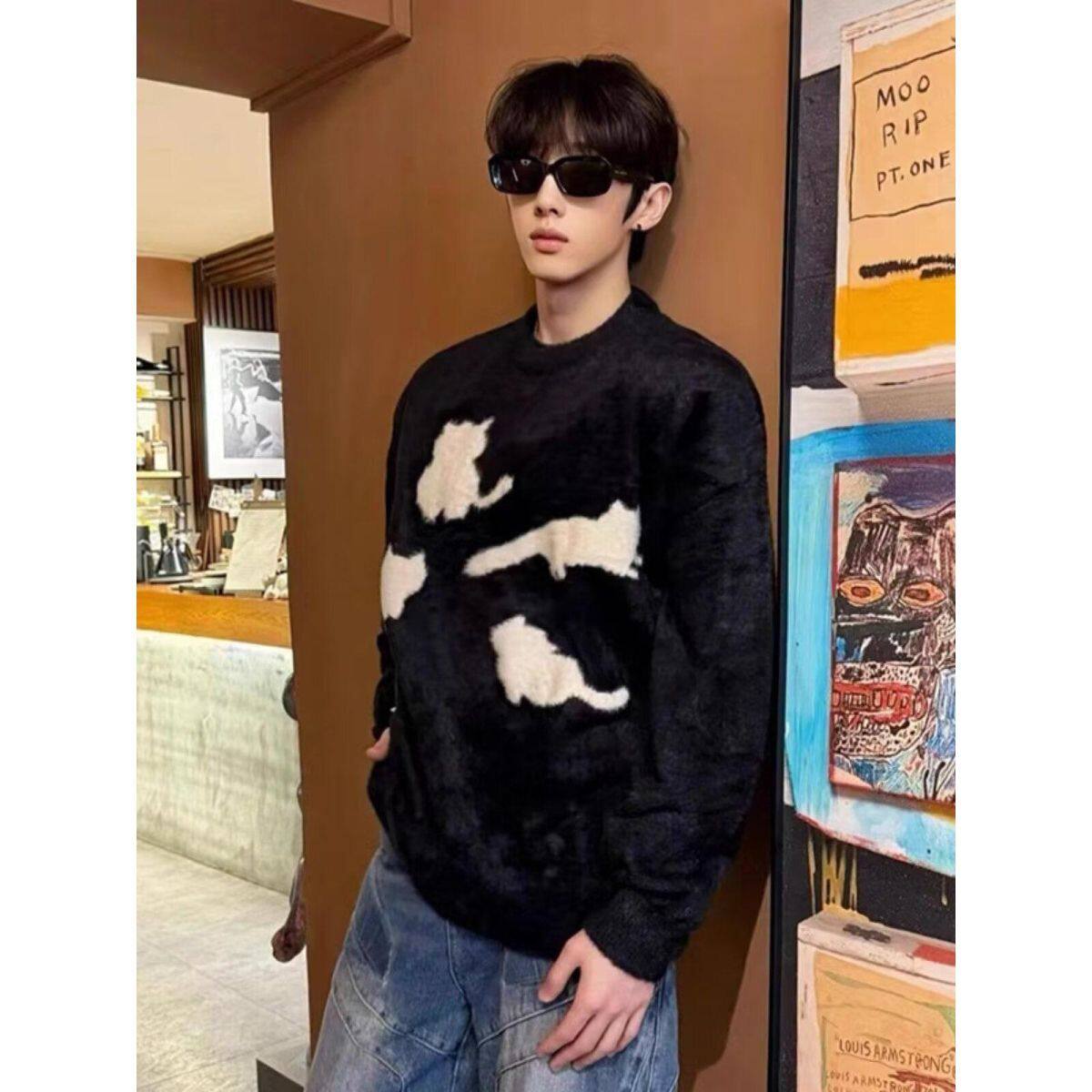 马海毛美式情侣兔子毛衣内搭新款针织运动衫NB287P50特,男装针织衫/毛衣,电商D256-2(原A064-2)