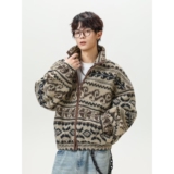 费尔岛花色羊羔毛马甲立领韩系麂皮绒皮毛一体马甲宽松NB339P80，男装背心/马甲，电商D256-2(原A064-2)