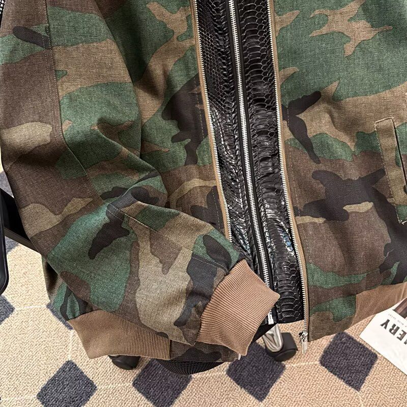美式复古工装迷彩外套重工拼接短款休闲宽松棒球服夹克潮NB74P85,男装夹克,电商D256-2(原A064-2)