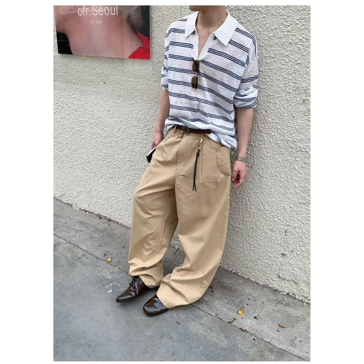 拼色长袖Polo衫男刺绣字母美式复古宽松半拉链卫衣NB65p45,男装Polo衫,电商D256-2(原A064-2)