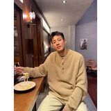 卡其复古纯色亨利领毛衣秋休闲百搭套头针织衫上衣NB178P55，男装针织衫/毛衣，电商D256-2(原A064-2)