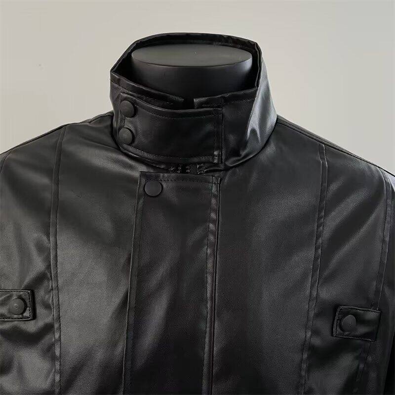 欧美街头潮流宽松机车服皮衣潮痞帅气飞行员PU皮夹克外套PJ02P65,男装皮衣,电商D256-2(原A064-2)