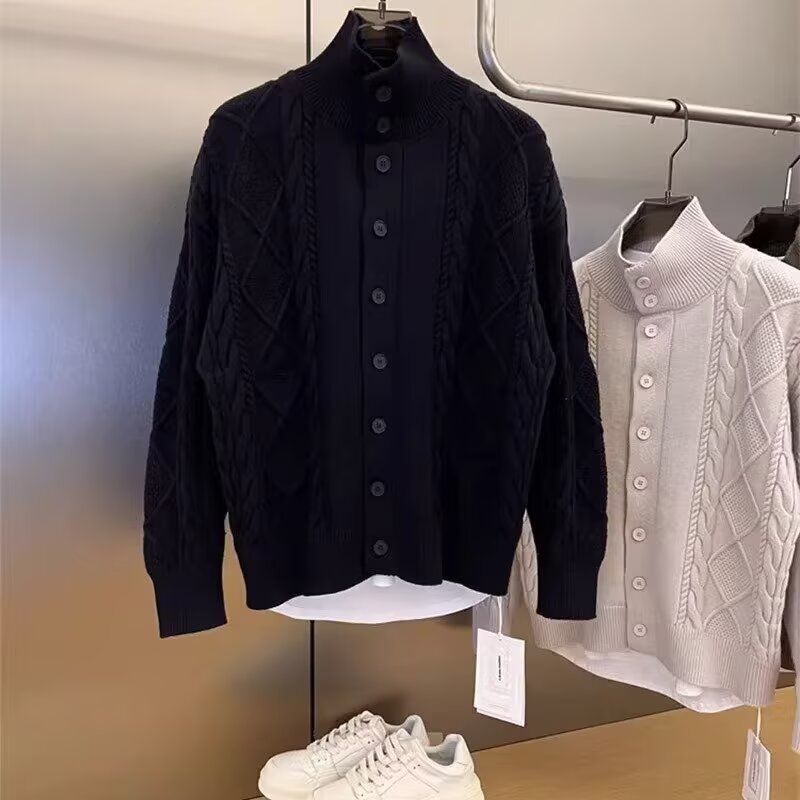 新款麻花针织开衫男士韩版宽松百搭毛衣男士加厚外套上衣NB99P65,男装针织衫/毛衣,电商D256-2(原A064-2)